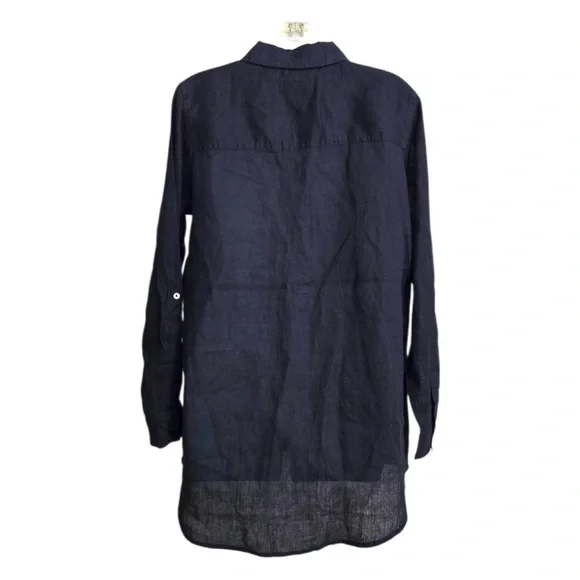 Sigrid Olsen Navy Blue Linen Pants Top M - Picture 7 of 9